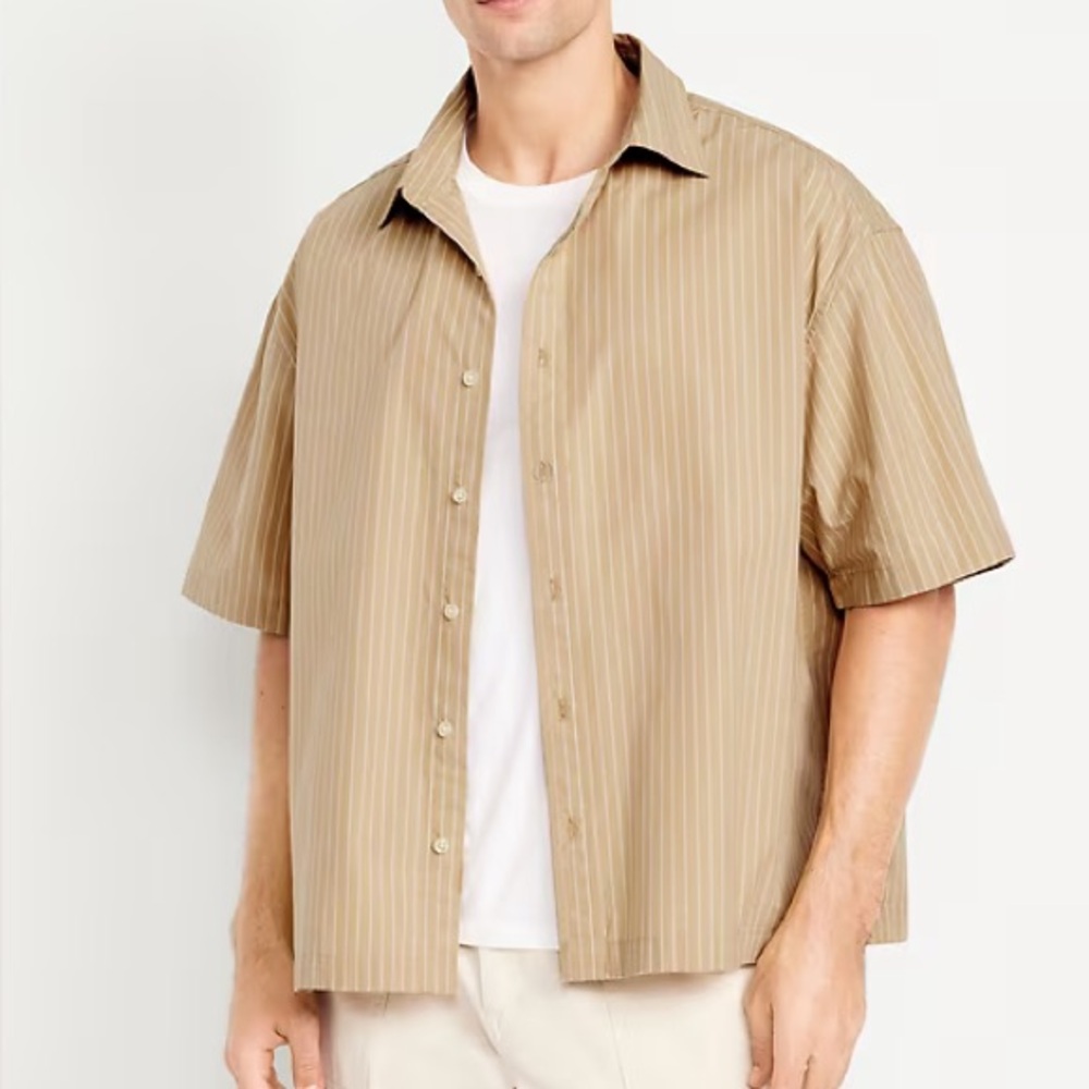 Men's Tan Striped Shirt